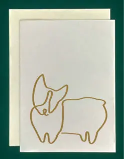 Uniline drawing of corgi in taupe