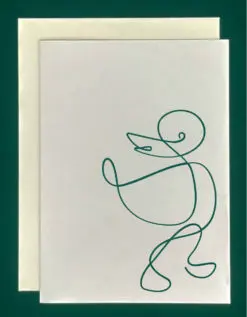 Uniline drawing of duck in green