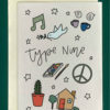 “Type nine” written with drawings of music, coffee mugs and conversation bubbles, dove and olive branch, paint and paint brush, peace sign, cozy house, and plan