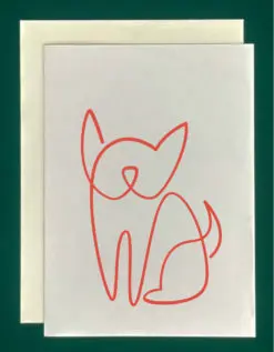 Uniline drawing of french bulldog in red